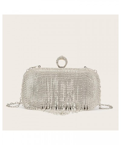 Women Luxury Tassel Evening Clutch Bag Rhinestones Wedding Purse Handbag 1-silver $8.80 Evening Bags