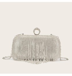 Women Luxury Tassel Evening Clutch Bag Rhinestones Wedding Purse Handbag 1-silver $8.80 Evening Bags