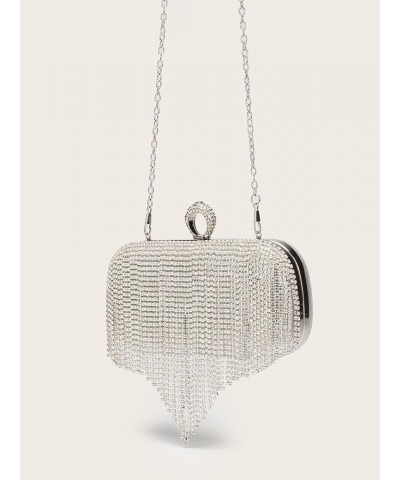 Women Luxury Tassel Evening Clutch Bag Rhinestones Wedding Purse Handbag 1-silver $8.80 Evening Bags