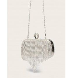 Women Luxury Tassel Evening Clutch Bag Rhinestones Wedding Purse Handbag 1-silver $8.80 Evening Bags