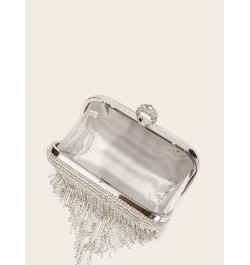 Women Luxury Tassel Evening Clutch Bag Rhinestones Wedding Purse Handbag 1-silver $8.80 Evening Bags