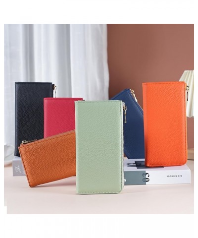 Womens Large Capacity Genuine Leather RFID Blocking Wallets Clutch Multi Card Holder (Orange) Brown $10.23 Wallets