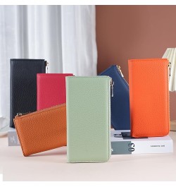 Womens Large Capacity Genuine Leather RFID Blocking Wallets Clutch Multi Card Holder (Orange) Brown $10.23 Wallets