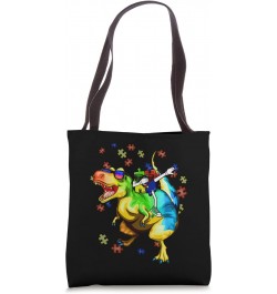 Autism Awareness Boys Graphic Dinosaur Plus Dabbing Puzzle Tote Bag $12.80 Totes