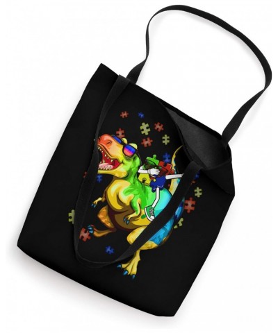 Autism Awareness Boys Graphic Dinosaur Plus Dabbing Puzzle Tote Bag $12.80 Totes