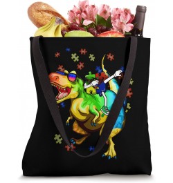 Autism Awareness Boys Graphic Dinosaur Plus Dabbing Puzzle Tote Bag $12.80 Totes