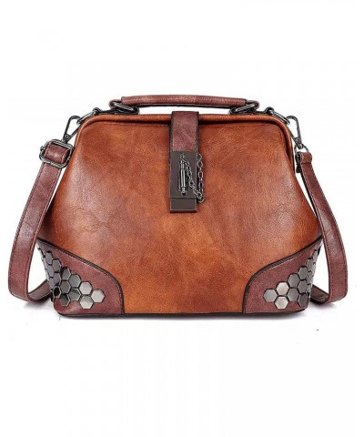 Gothic Satchel Purses Vintage Doctor Shoulder Bag for Women Rivet Studded Crossbody Bag (Brown) $29.86 Satchels