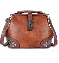 Gothic Satchel Purses Vintage Doctor Shoulder Bag for Women Rivet Studded Crossbody Bag (Brown) $29.86 Satchels