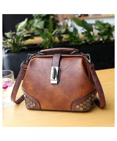 Gothic Satchel Purses Vintage Doctor Shoulder Bag for Women Rivet Studded Crossbody Bag (Brown) $29.86 Satchels