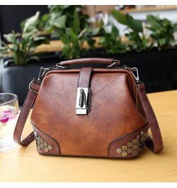 Gothic Satchel Purses Vintage Doctor Shoulder Bag for Women Rivet Studded Crossbody Bag (Brown) $29.86 Satchels