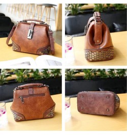 Gothic Satchel Purses Vintage Doctor Shoulder Bag for Women Rivet Studded Crossbody Bag (Brown) $29.86 Satchels