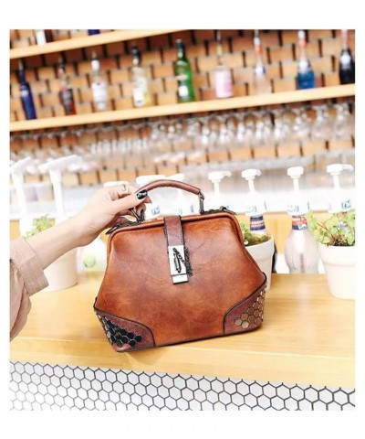 Gothic Satchel Purses Vintage Doctor Shoulder Bag for Women Rivet Studded Crossbody Bag (Brown) $29.86 Satchels