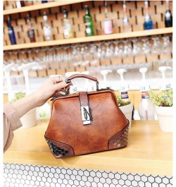 Gothic Satchel Purses Vintage Doctor Shoulder Bag for Women Rivet Studded Crossbody Bag (Brown) $29.86 Satchels