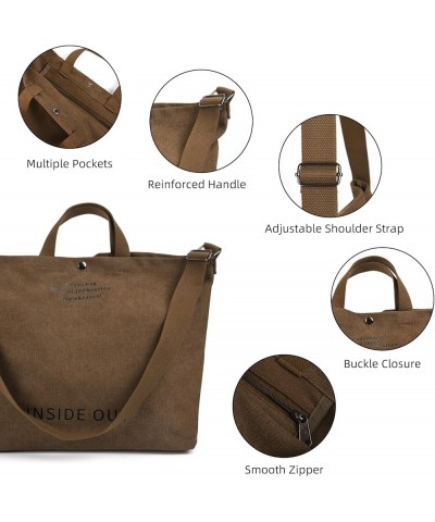 Canvas Tote Handbags for Women Tote Bag Crossbody Top Handle Bag Casual Shoulder Work Bag Coffee $11.21 Totes