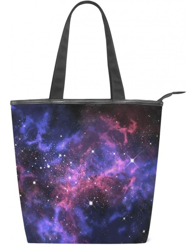 Purple Universe Starry Sky The Tote Bag for Women Big Capacity Women's Shoulder Handbags Canvas Shopping Dating Bag $10.81 Totes