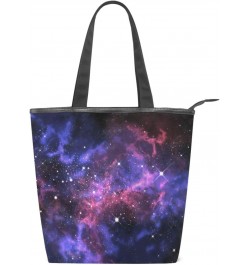 Purple Universe Starry Sky The Tote Bag for Women Big Capacity Women's Shoulder Handbags Canvas Shopping Dating Bag $10.81 Totes