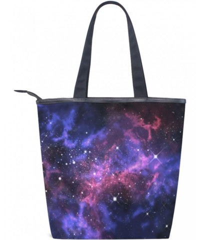 Purple Universe Starry Sky The Tote Bag for Women Big Capacity Women's Shoulder Handbags Canvas Shopping Dating Bag $10.81 Totes