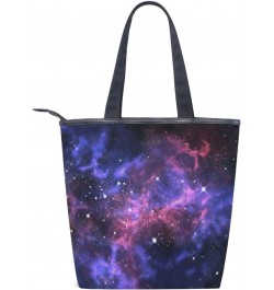 Purple Universe Starry Sky The Tote Bag for Women Big Capacity Women's Shoulder Handbags Canvas Shopping Dating Bag $10.81 Totes