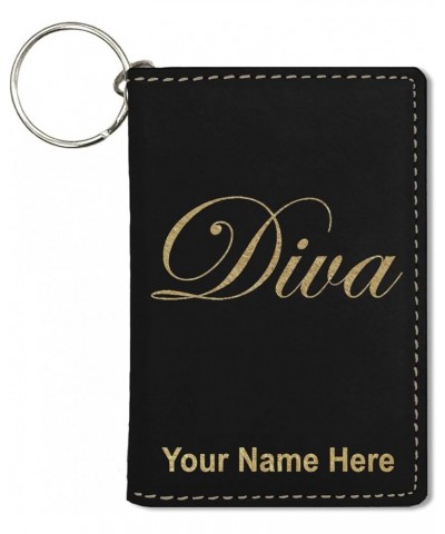 ID Holder Wallet, Diva, Personalized Engraving Included (Teal) Black with Gold $12.60 Wallets