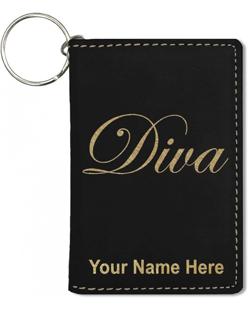 ID Holder Wallet, Diva, Personalized Engraving Included (Teal) Black with Gold $12.60 Wallets