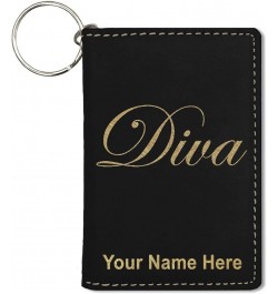 ID Holder Wallet, Diva, Personalized Engraving Included (Teal) Black with Gold $12.60 Wallets