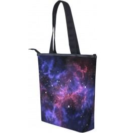 Purple Universe Starry Sky The Tote Bag for Women Big Capacity Women's Shoulder Handbags Canvas Shopping Dating Bag $10.81 Totes