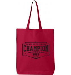 Fantasy Football Champion 2023 Cotton Canvas Tote Bag Red $12.75 Totes