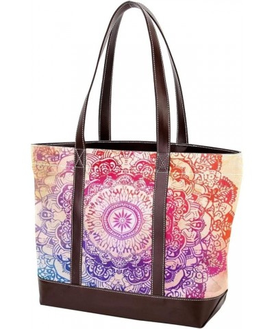 Tote Bags, Large Tote Bag, Women's Tote Handbags, Purple Blue Ethnic Mandala Retro, Tote Bag for Work Design 1405 $21.59 Totes