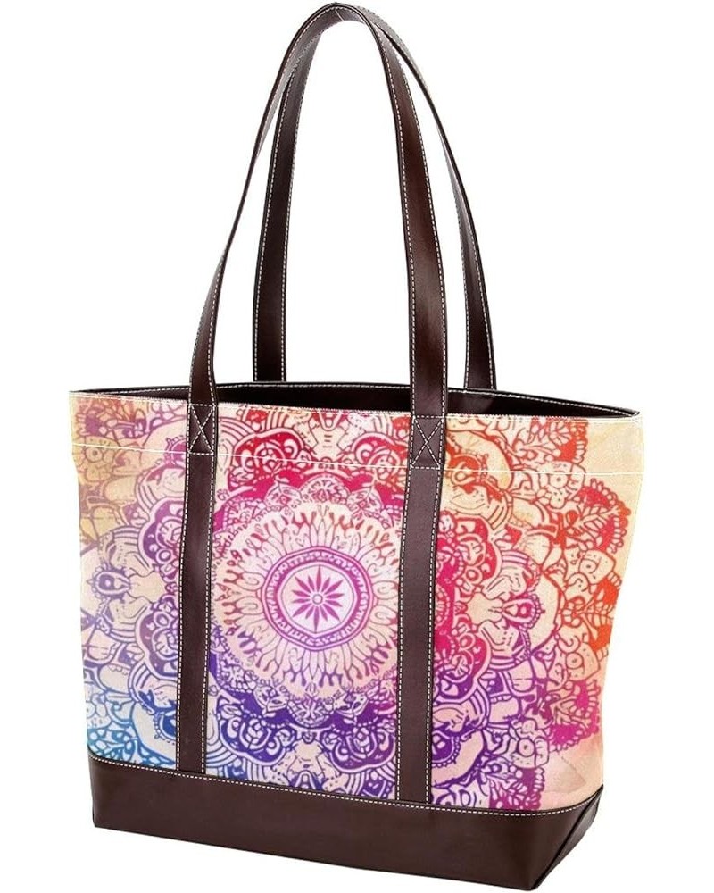 Tote Bags, Large Tote Bag, Women's Tote Handbags, Purple Blue Ethnic Mandala Retro, Tote Bag for Work Design 1405 $21.59 Totes