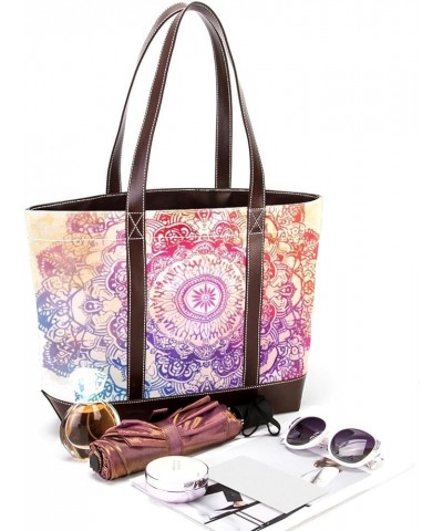 Tote Bags, Large Tote Bag, Women's Tote Handbags, Purple Blue Ethnic Mandala Retro, Tote Bag for Work Design 1405 $21.59 Totes