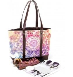 Tote Bags, Large Tote Bag, Women's Tote Handbags, Purple Blue Ethnic Mandala Retro, Tote Bag for Work Design 1405 $21.59 Totes