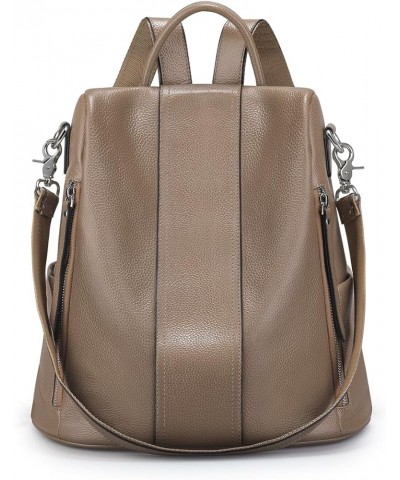 Leather Backpack Purses for Women Antitheft Soft Rucksack Ladies Shoulder Bag Medium Khaki $55.47 Backpacks