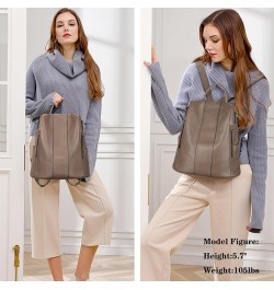 Leather Backpack Purses for Women Antitheft Soft Rucksack Ladies Shoulder Bag Medium Khaki $55.47 Backpacks