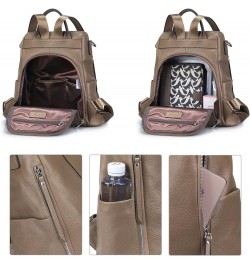 Leather Backpack Purses for Women Antitheft Soft Rucksack Ladies Shoulder Bag Medium Khaki $55.47 Backpacks