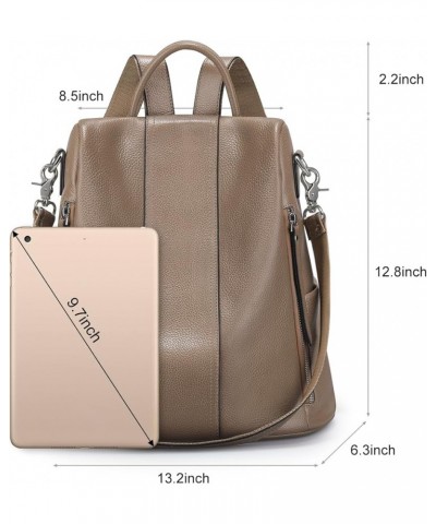 Leather Backpack Purses for Women Antitheft Soft Rucksack Ladies Shoulder Bag Medium Khaki $55.47 Backpacks