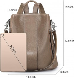 Leather Backpack Purses for Women Antitheft Soft Rucksack Ladies Shoulder Bag Medium Khaki $55.47 Backpacks