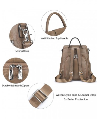 Leather Backpack Purses for Women Antitheft Soft Rucksack Ladies Shoulder Bag Medium Khaki $55.47 Backpacks