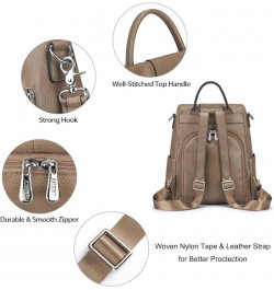 Leather Backpack Purses for Women Antitheft Soft Rucksack Ladies Shoulder Bag Medium Khaki $55.47 Backpacks