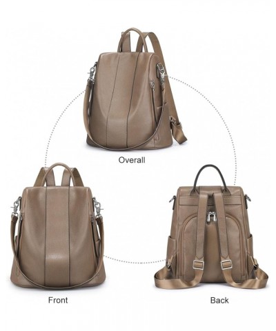 Leather Backpack Purses for Women Antitheft Soft Rucksack Ladies Shoulder Bag Medium Khaki $55.47 Backpacks