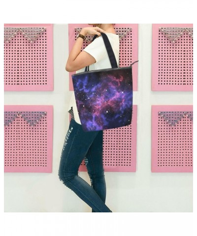 Purple Universe Starry Sky The Tote Bag for Women Big Capacity Women's Shoulder Handbags Canvas Shopping Dating Bag $10.81 Totes