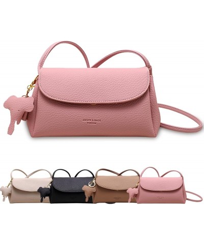 Women's Crossbody Handbags with Elephant Pendant, High-end and Fashionable Adjustable Leather Shoulder Handbag Pink $11.98 Cr...