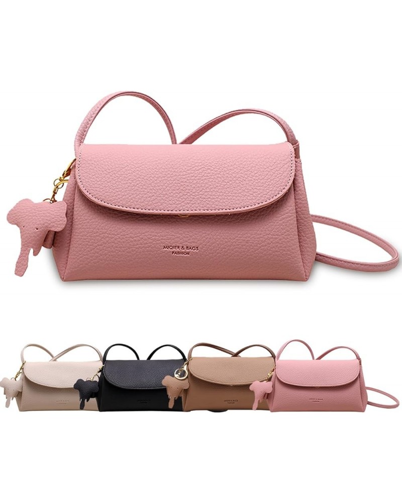 Women's Crossbody Handbags with Elephant Pendant, High-end and Fashionable Adjustable Leather Shoulder Handbag Pink $11.98 Cr...