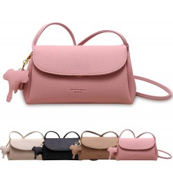 Women's Crossbody Handbags with Elephant Pendant, High-end and Fashionable Adjustable Leather Shoulder Handbag Pink $11.98 Cr...