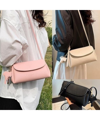 Women's Crossbody Handbags with Elephant Pendant, High-end and Fashionable Adjustable Leather Shoulder Handbag Pink $11.98 Cr...