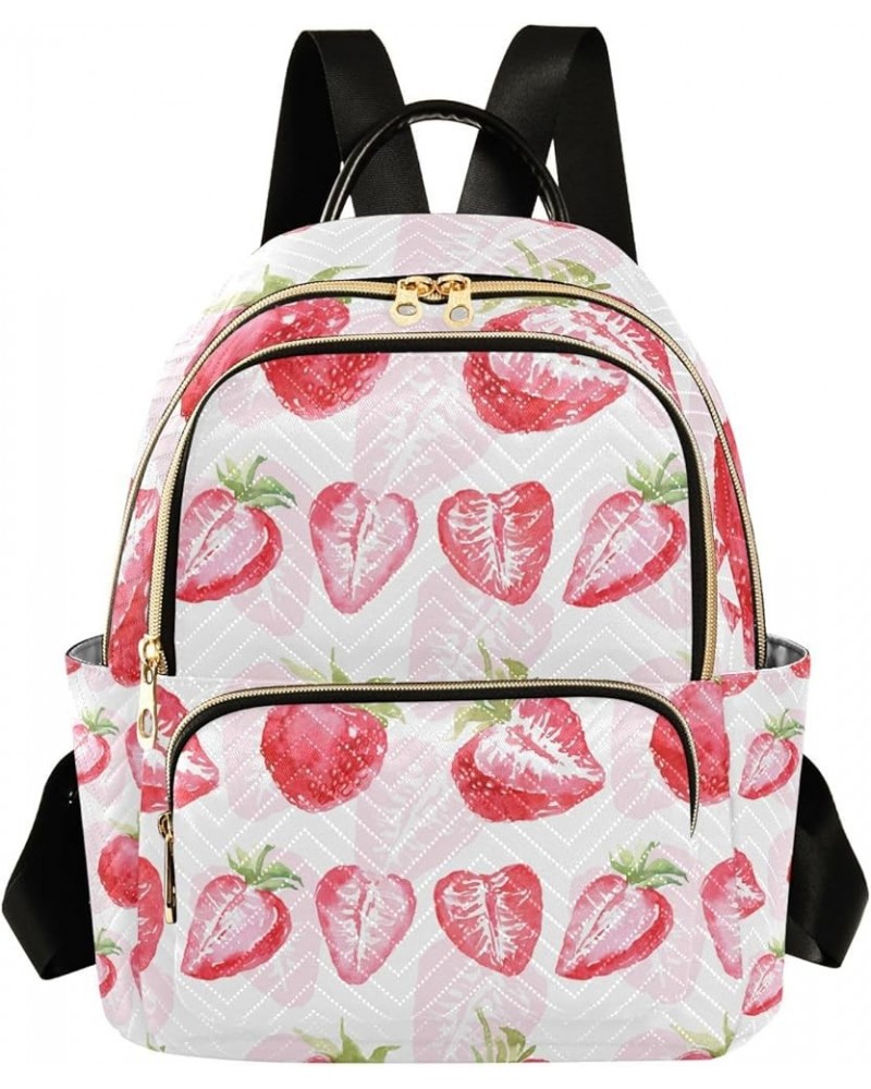 Women Backpack Sweet Strawberry Pink Anti-Theft Travel Backpack with Luggage Belt Lightweight Handbag Lady Purse Roomy Double...