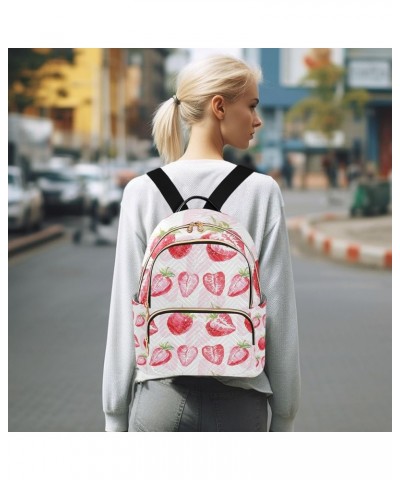 Women Backpack Sweet Strawberry Pink Anti-Theft Travel Backpack with Luggage Belt Lightweight Handbag Lady Purse Roomy Double...