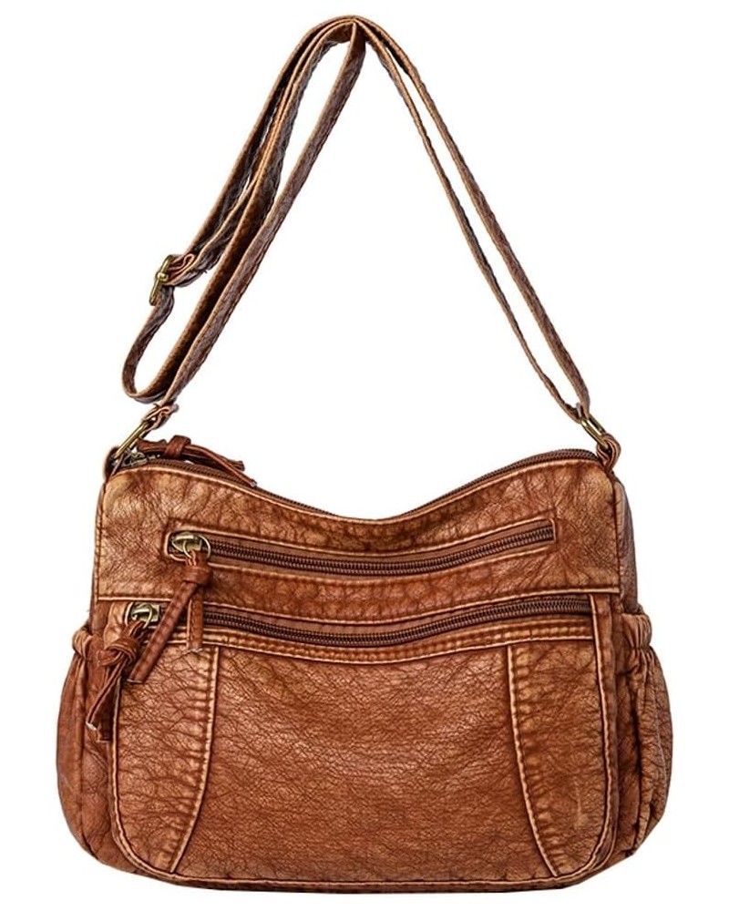 Leather Hobo Bag Women Retro Denim Bag Large Crossbody Shoulder Bag Casual Handbag Purse Brown $13.24 Hobo Bags