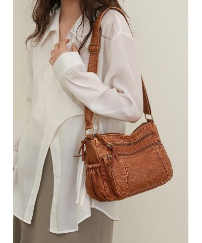 Leather Hobo Bag Women Retro Denim Bag Large Crossbody Shoulder Bag Casual Handbag Purse Brown $13.24 Hobo Bags