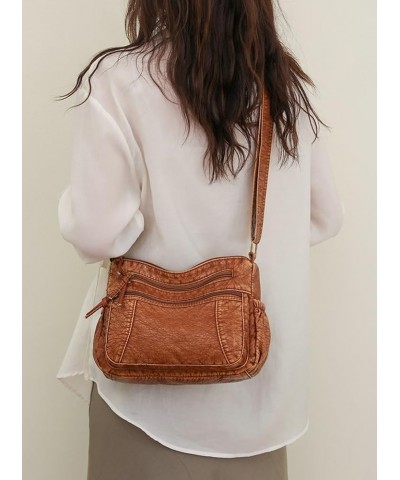 Leather Hobo Bag Women Retro Denim Bag Large Crossbody Shoulder Bag Casual Handbag Purse Brown $13.24 Hobo Bags