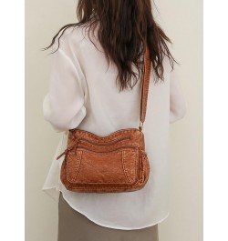 Leather Hobo Bag Women Retro Denim Bag Large Crossbody Shoulder Bag Casual Handbag Purse Brown $13.24 Hobo Bags